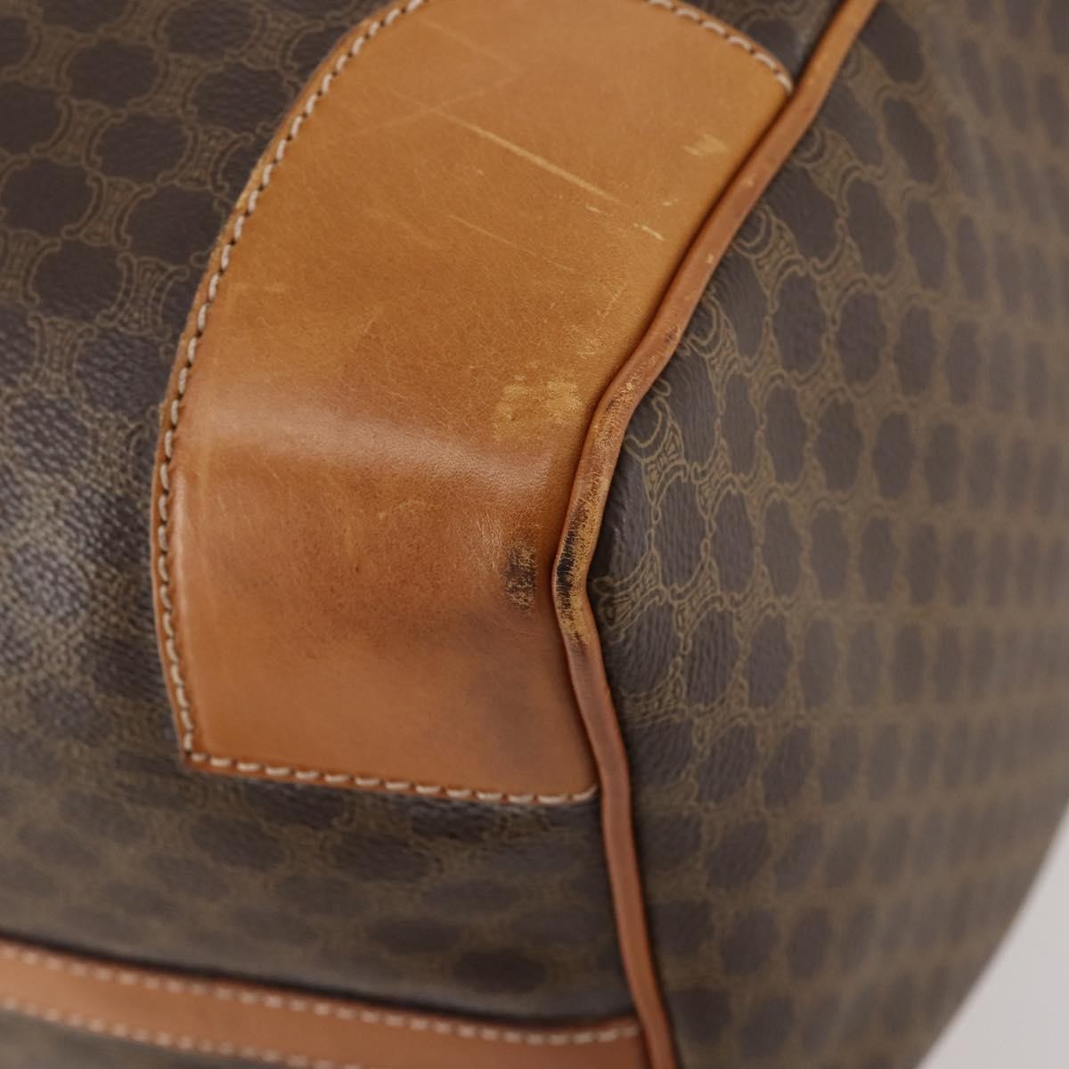 Celine Vintage Duffle Bag Macadam Coated Canvas Brown Canvas Travel Bag Bag (Pre-Owned)