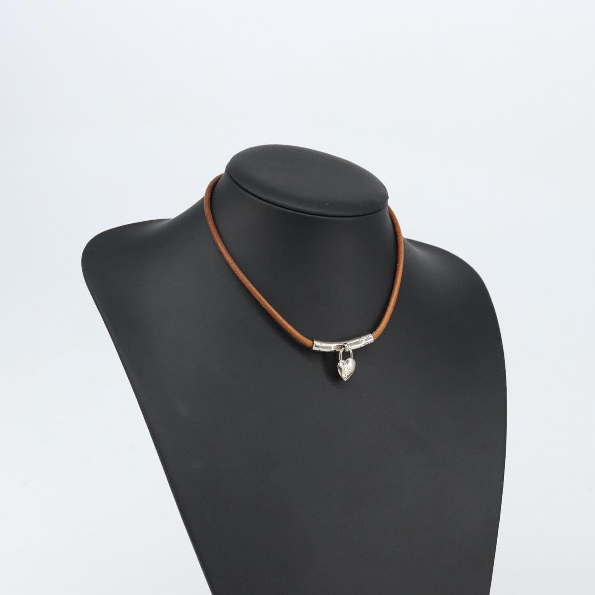 Hermes Annee Mediterranee Cadena Charm Necklace Metal And Leather Brown Leather Necklace Jewelry (Pre-Owned)