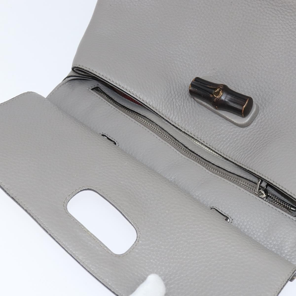 Gucci Bamboo Daily Top Handle Bag Leather Gray Leather Handbag (Pre-Owned)