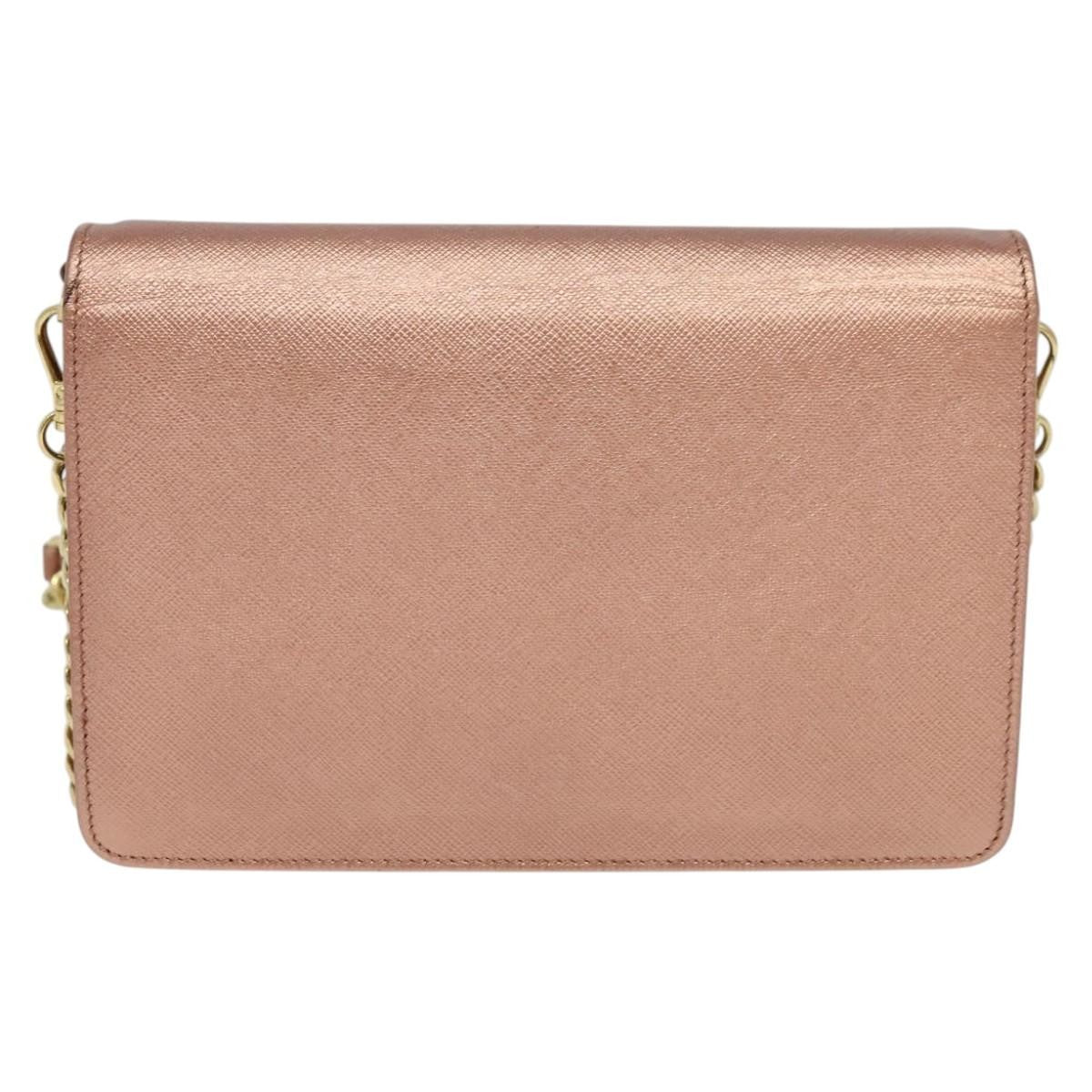 Prada Monochrome Chain Flap Bag Saffiano Leather Pink Leather Shoulder Bag Bag (Pre-Owned)