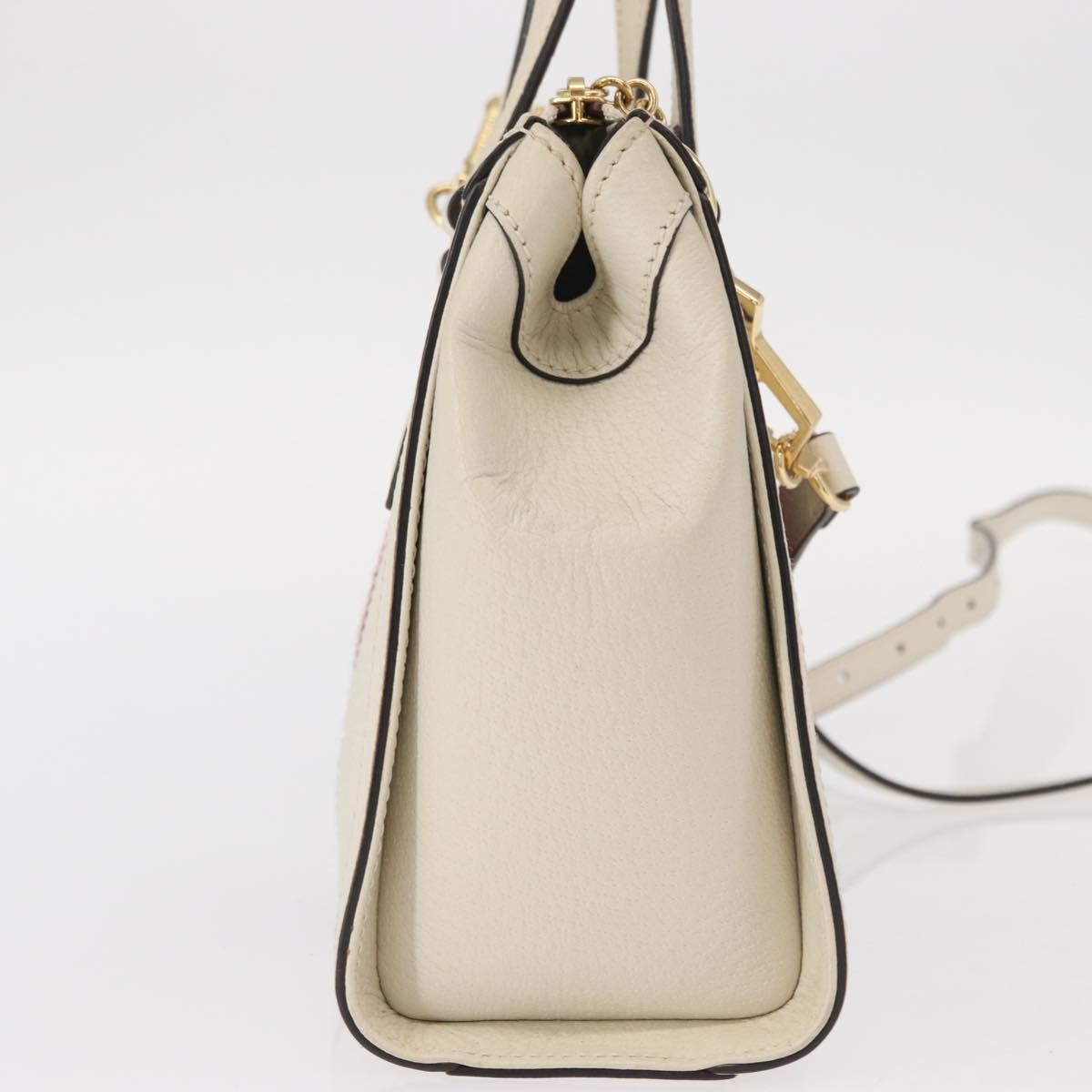 Gucci Ophidia Top Handle Tote Leather White Leather Handbag (Pre-Owned)