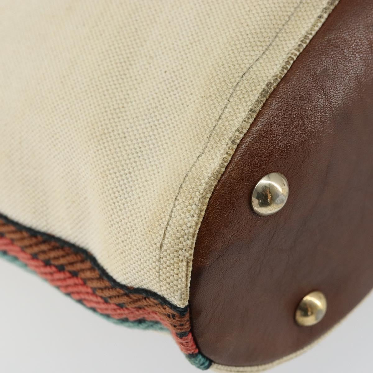 Gucci Vintage Bamboo Shoulder Bag Canvas Beige Canvas Shoulder Bag Bag (Pre-Owned)