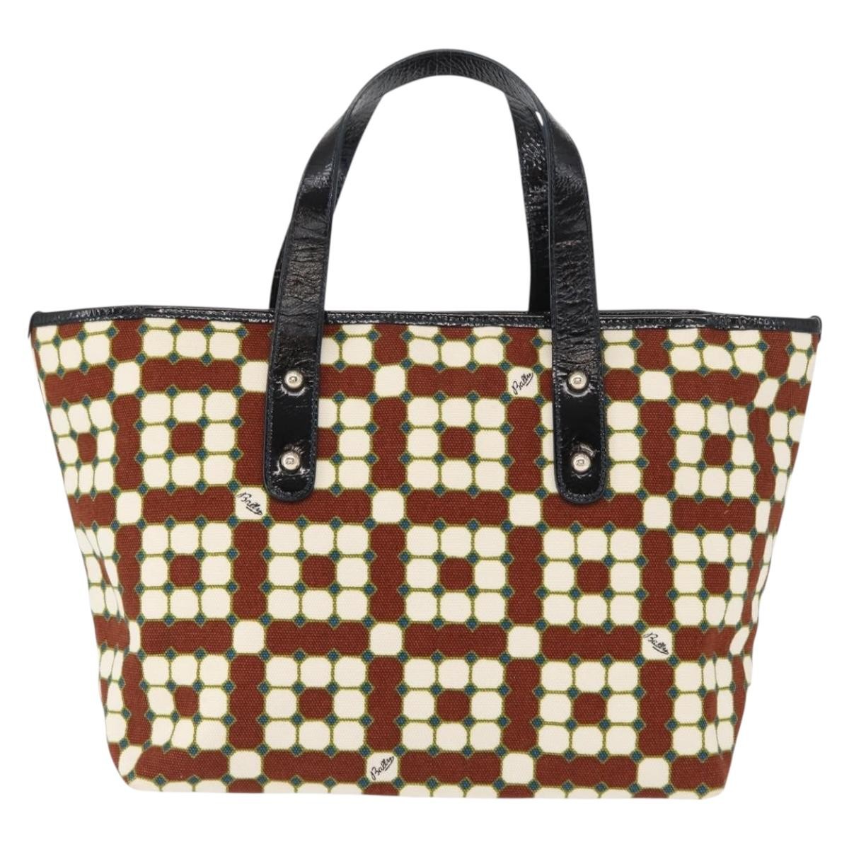 Bally Vintage Handbag Canvas Brown Canvas Handbag (Pre-Owned)