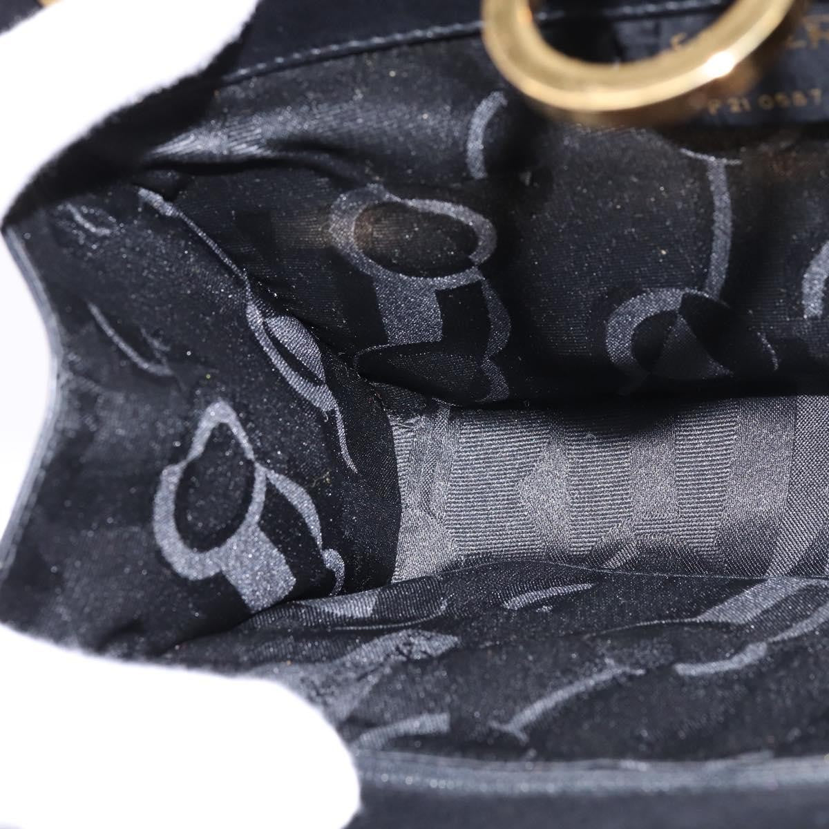 Salvatore Ferragamo Vintage Gancini Chain Shoulder Bag Leather Black Leather Shoulder Bag Bag (Pre-Owned)