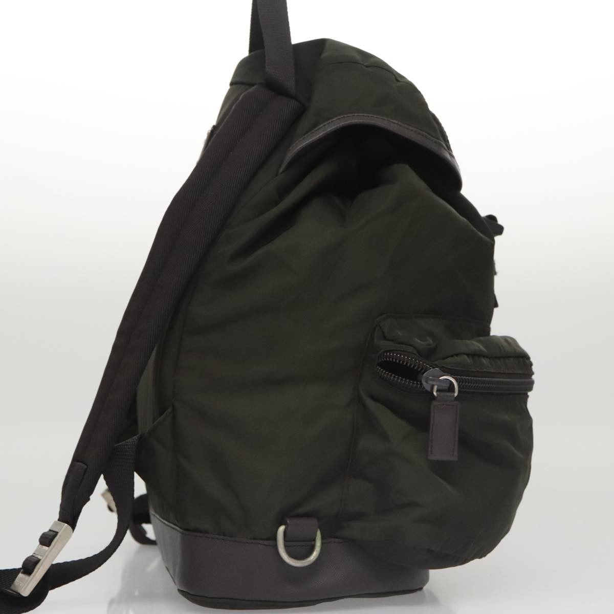 Prada Double Front Pocket Backpack Tessuto Khaki Nylon Backpack Bag (Pre-Owned)