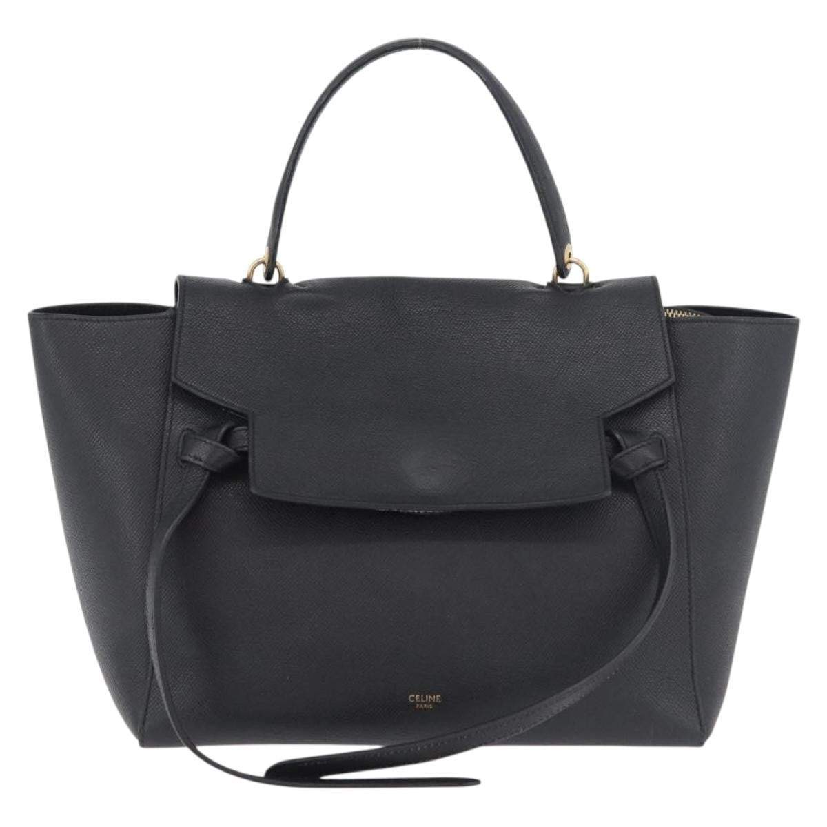 Celine Belt Bag Textured Leather Black Leather Handbag (Pre-Owned)