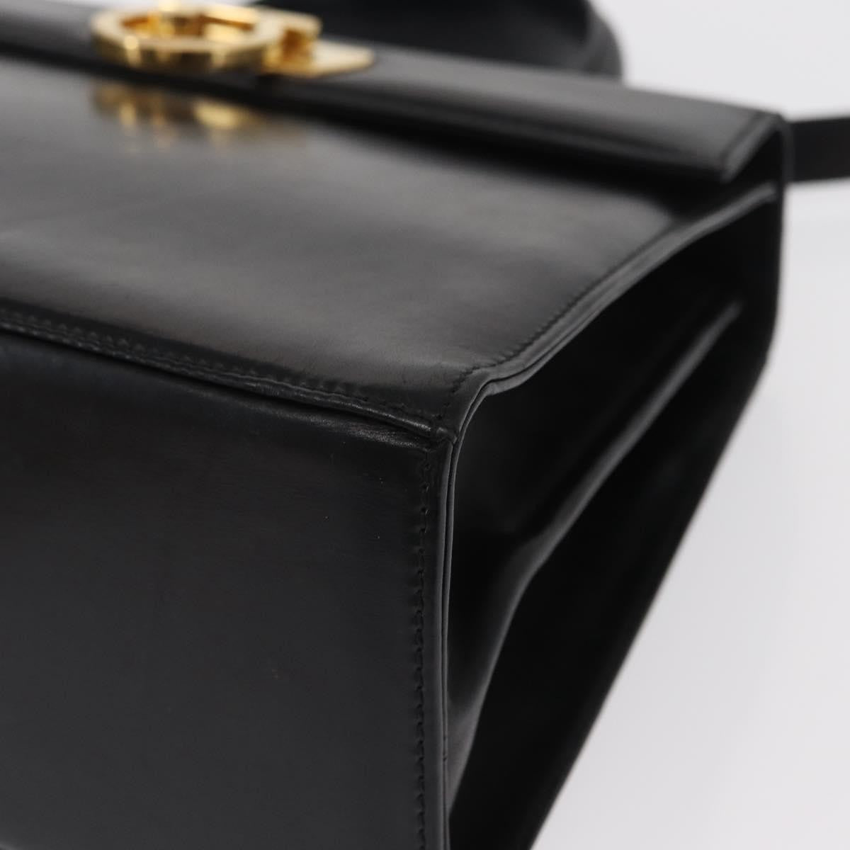 Salvatore Ferragamo Convertible Top Handle Bag Leather Black Leather Handbag (Pre-Owned)