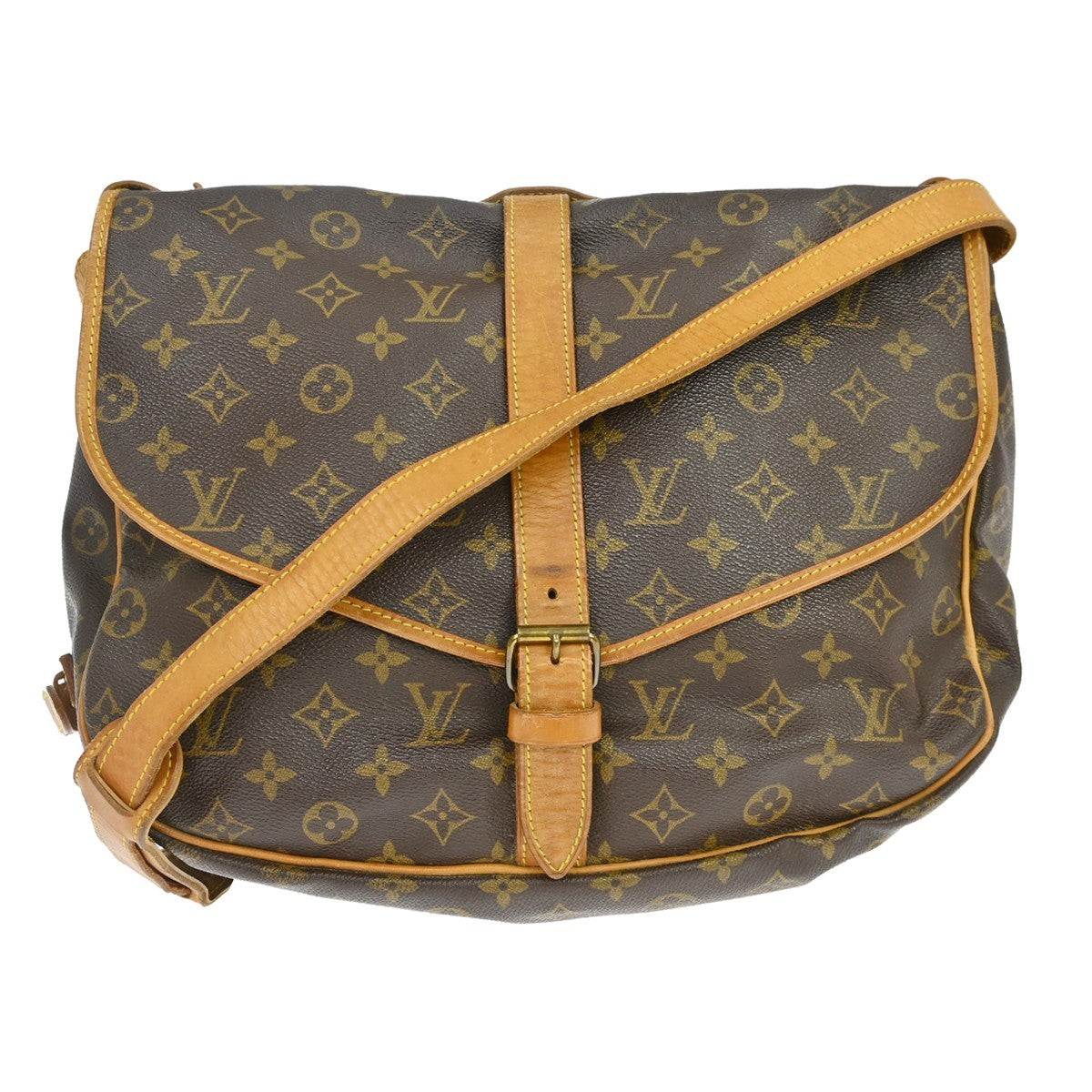 Louis Vuitton Saumur Handbag Monogram Canvas Brown Canvas Shoulder Bag Bag (Pre-Owned)