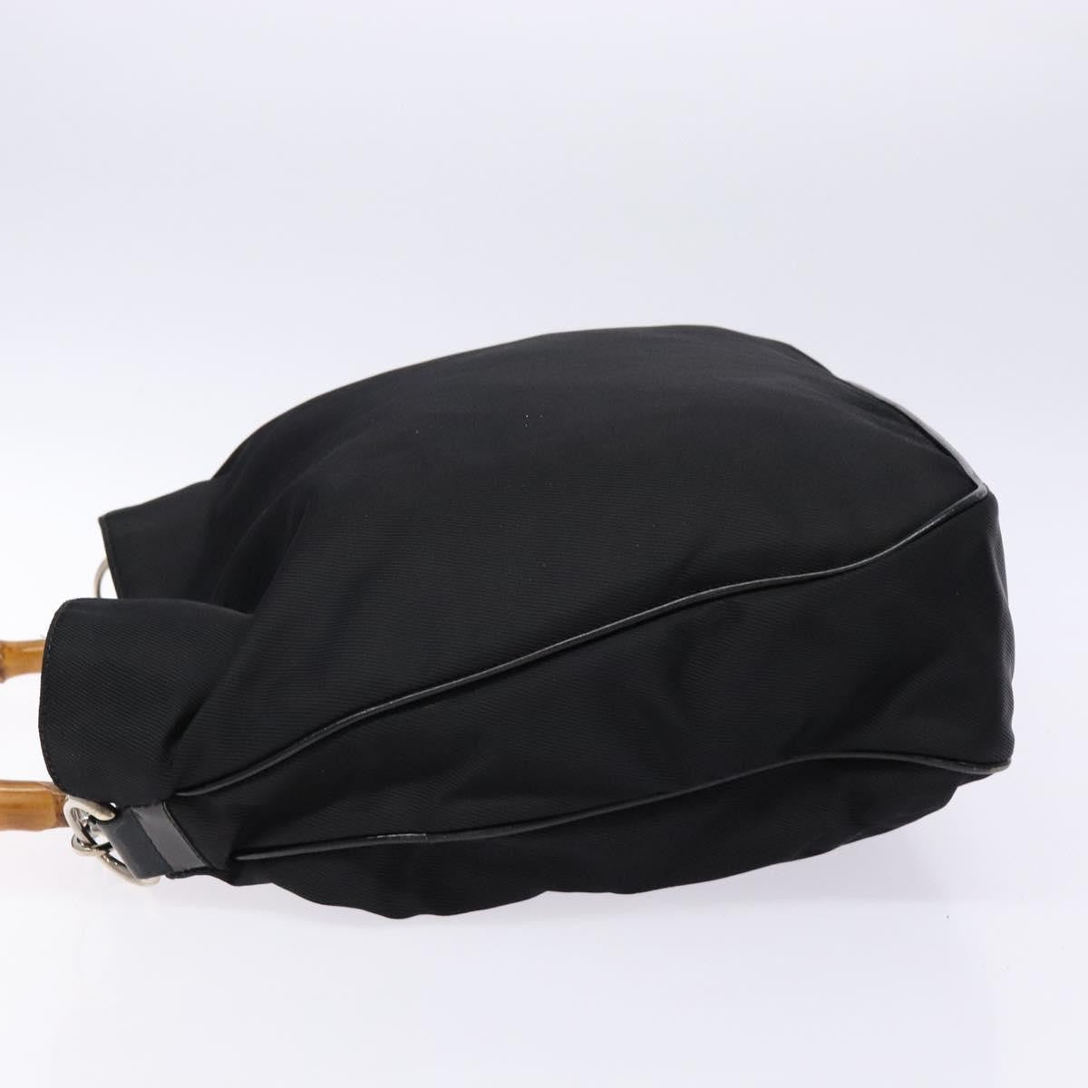 Gucci Vintage Bamboo Handle Tote Nylon Black Nylon Bag (Pre-Owned)