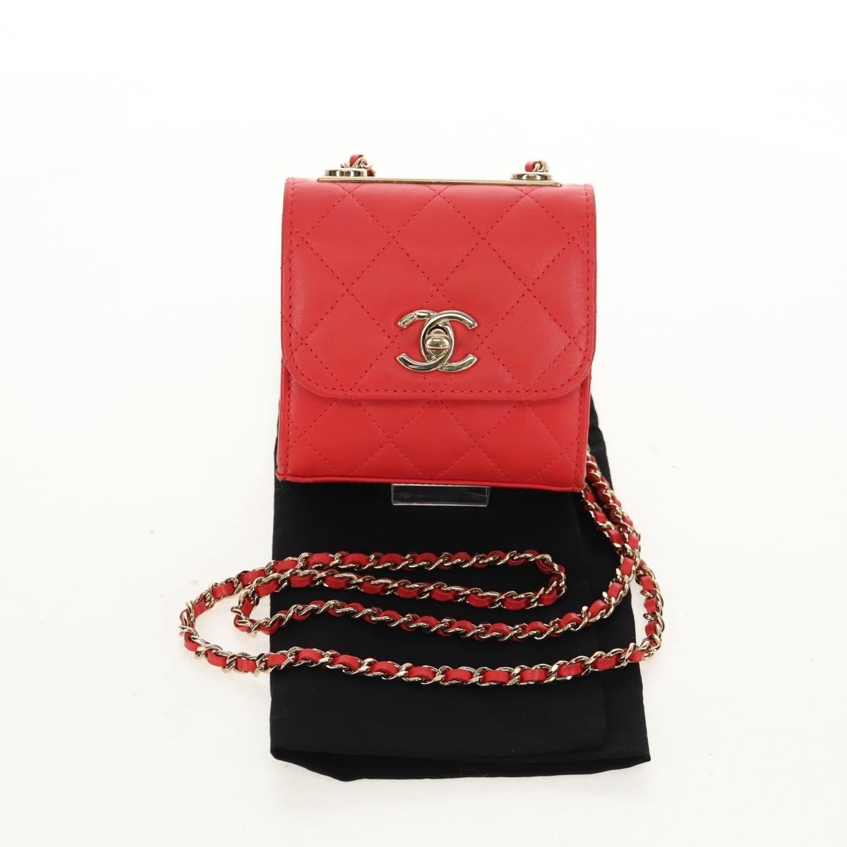 Chanel Trendy Cc Clutch With Chain Quilted Lambskin Red Leather Clutche & Pouche Bag (Pre-Owned)
