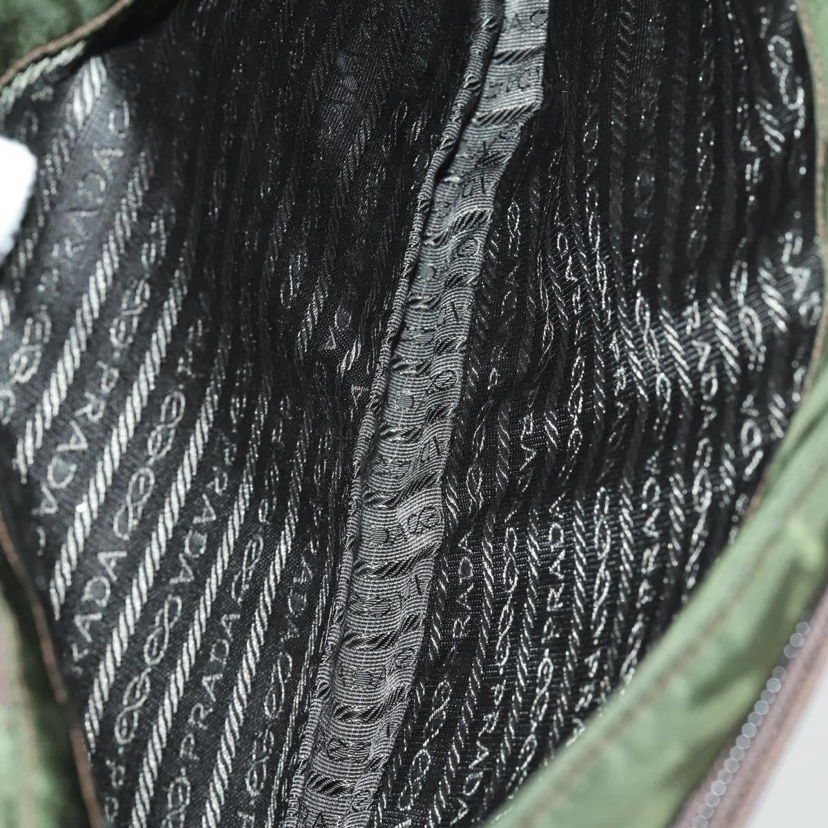Prada Vintage Shoulder Bag Nylon And Leather Green Nylon Shoulder Bag Bag (Pre-Owned)