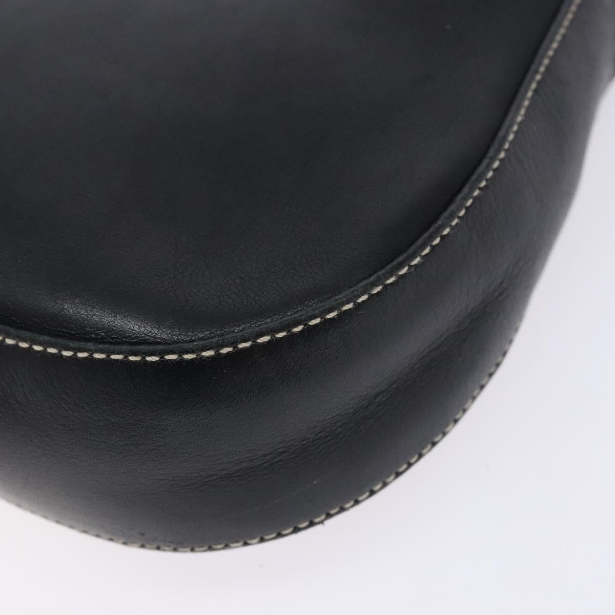 Salvatore Ferragamo Gancini Shoulder Bag Leather Black Leather Shoulder Bag Bag (Pre-Owned)