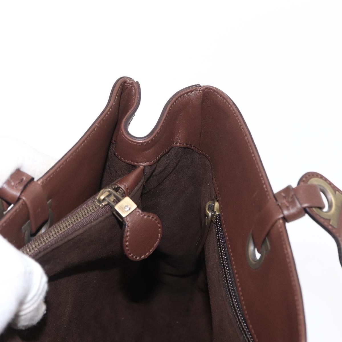 Salvatore Ferragamo Gancini Tote Leather Brown Leather Tote Bag Bag (Pre-Owned)