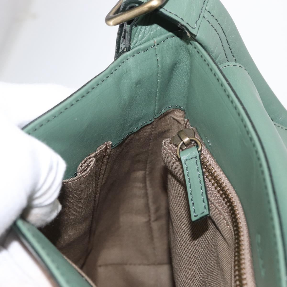 Chloe Vintage Flap Shoulder Bag Leather Green Leather Shoulder Bag Bag (Pre-Owned)