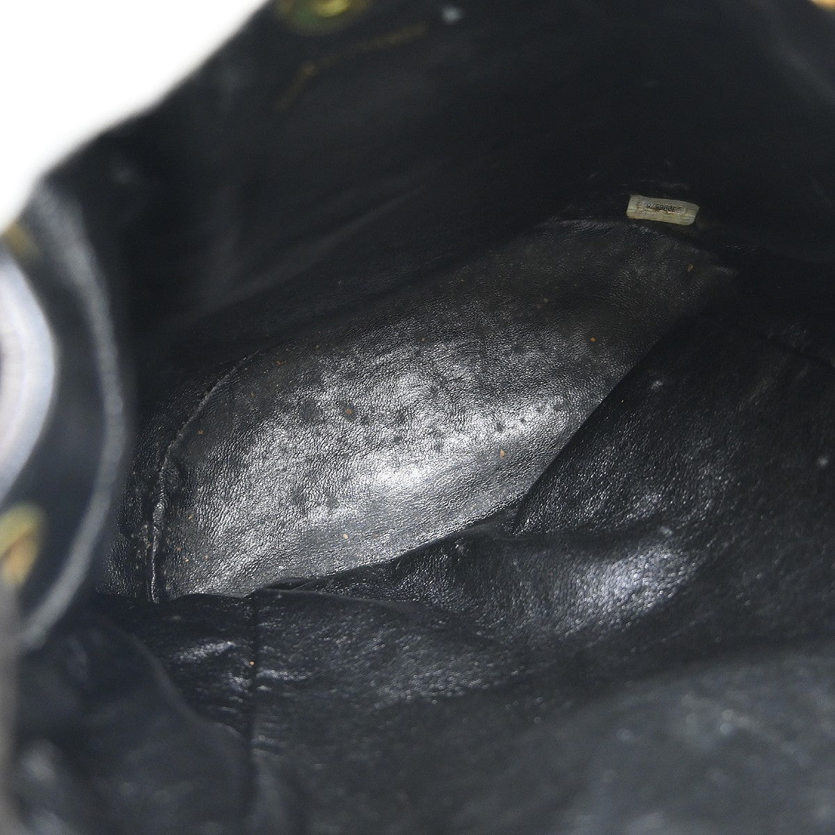Chanel Duma Drawstring Backpack Quilted Leather Black Leather Backpack Bag (Pre-Owned)