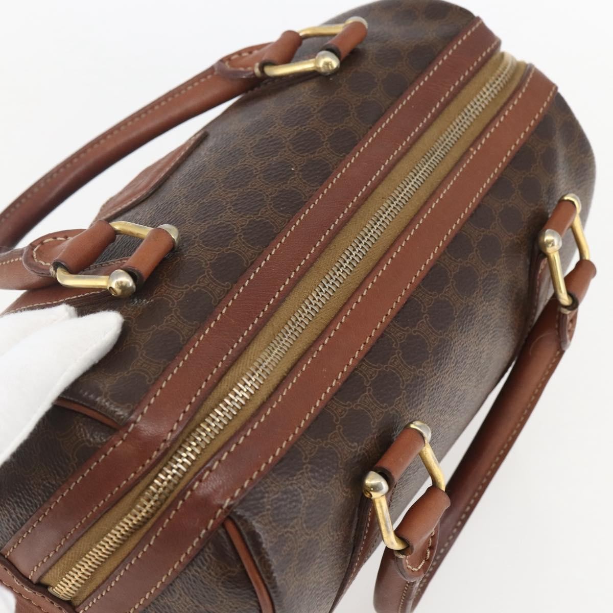 Celine Vintage Macadam Handbag Canvas And Leather Brown Canvas Shoulder Bag Bag (Pre-Owned)