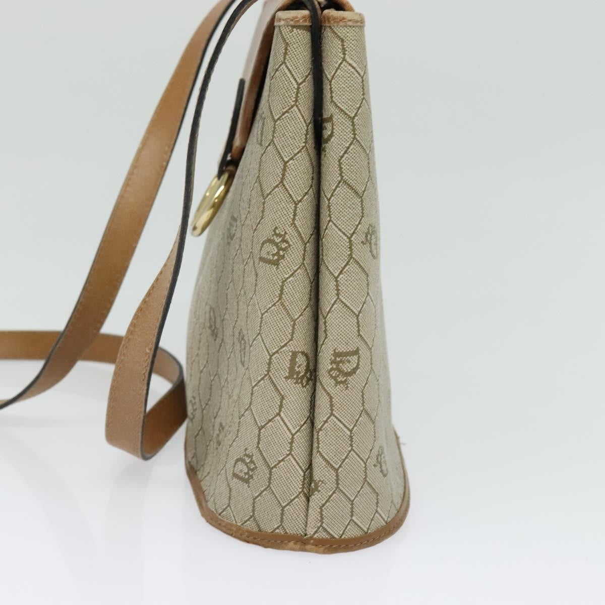 Christian Dior Vintage Honeycomb Shoulder Bag Canvas And Leather Beige Canvas Bag (Pre-Owned)