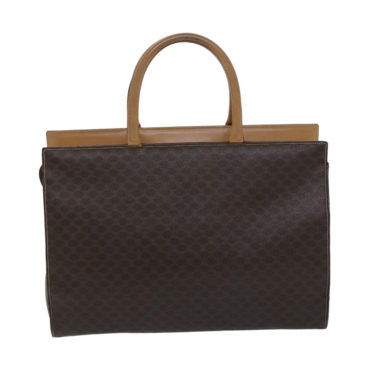 Celine Vintage Macadam Tote Bag Canvas And Leather Brown Canvas Tote Bag Bag (Pre-Owned)