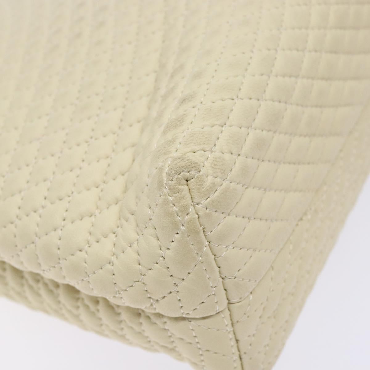Bally Vintage Flap Handbag Quilted Leather Ecru Leather Handbag (Pre-Owned)