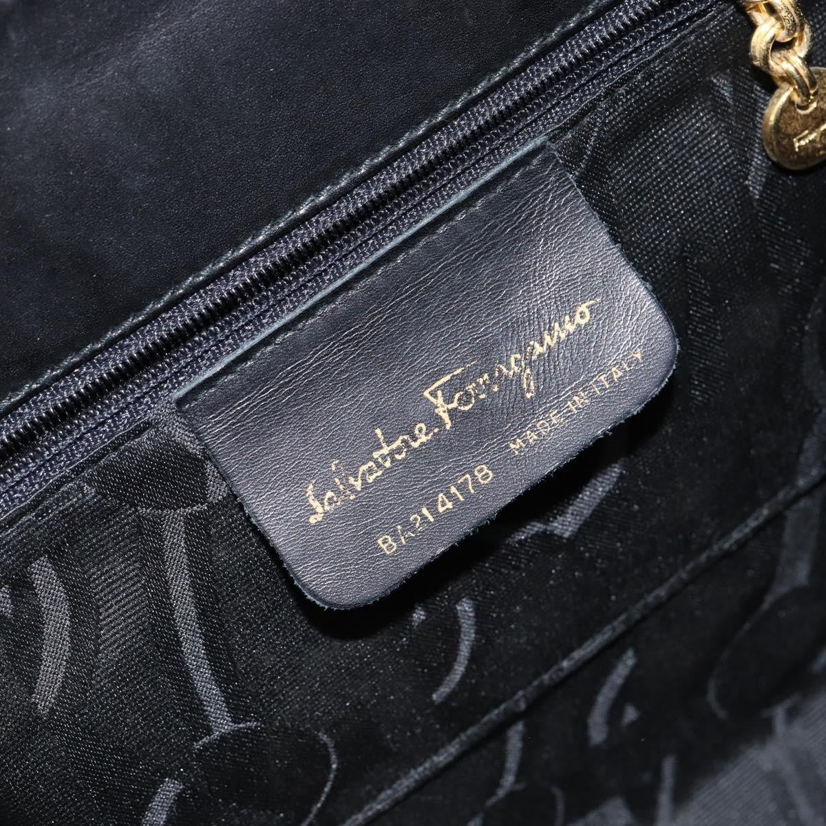 Salvatore Ferragamo Convertible Vara Bow Tote Leather Black Leather Handbag (Pre-Owned)