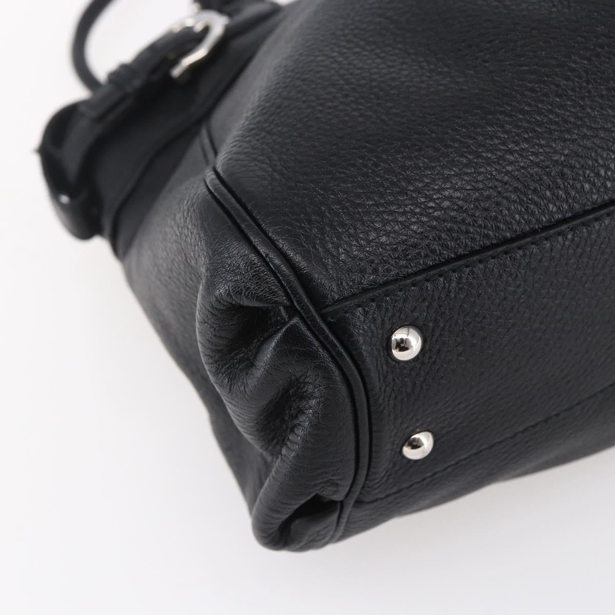 Salvatore Ferragamo Gancini Tote Leather Black Leather Tote Bag Bag (Pre-Owned)