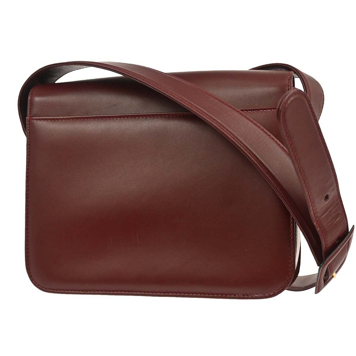 Cartier Must De Cartier Shoulder Bag Leather Burgundy Leather Shoulder Bag Bag (Pre-Owned)