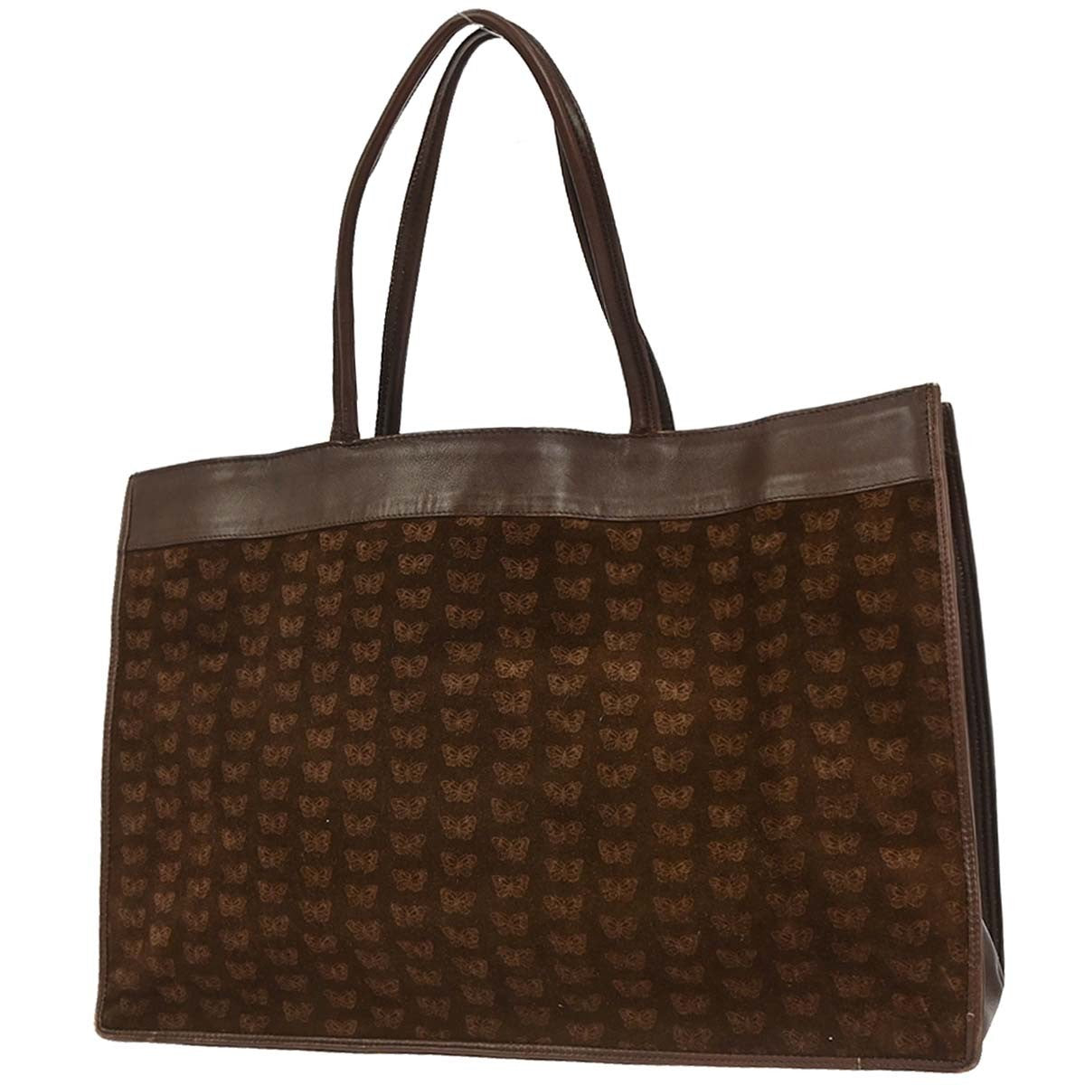 Bottega Veneta Butterfly Handle Tote Suede Brown Suede Tote Bag Bag (Pre-Owned)