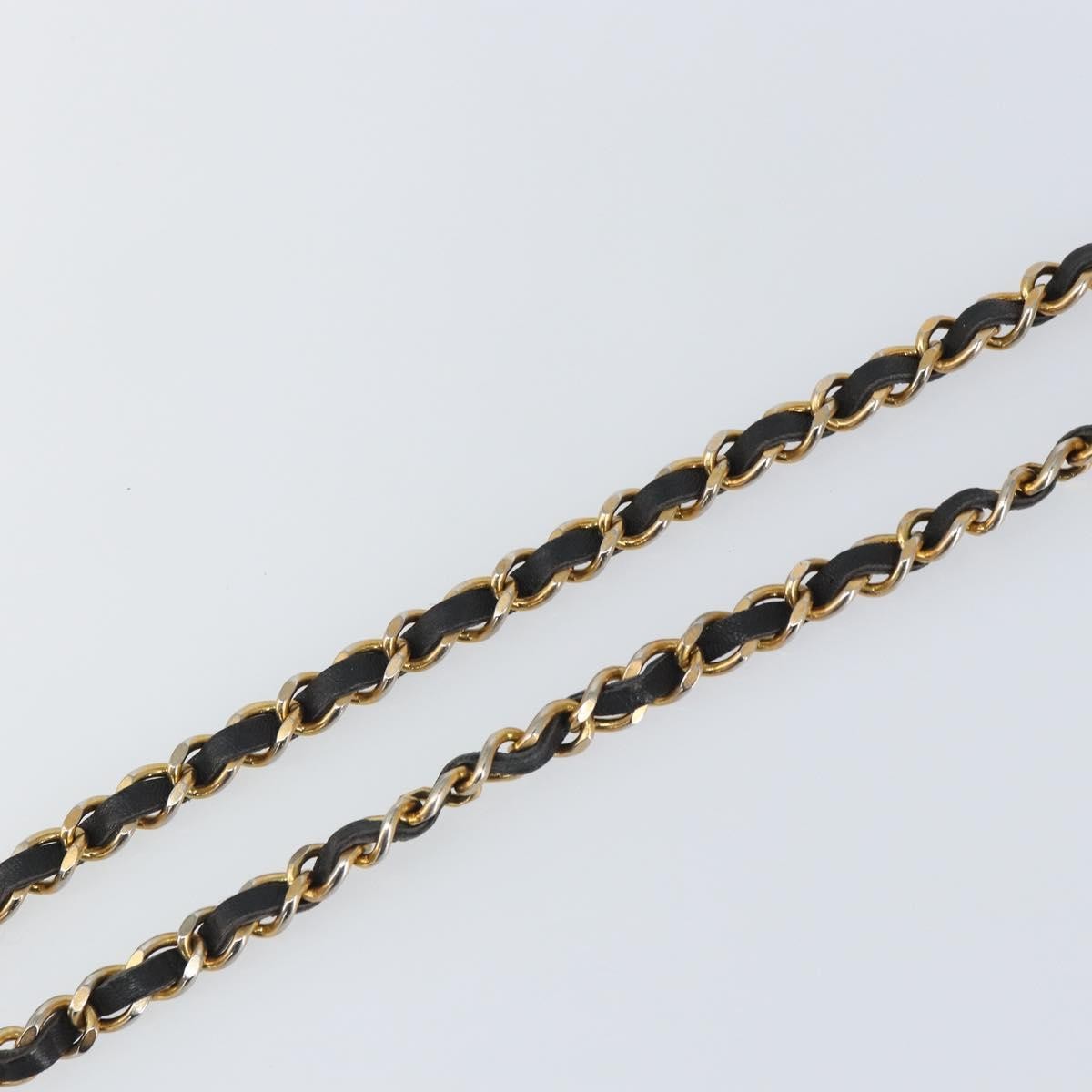 Chanel Vintage Logo Chain Belt Metal And Leather Black Metal Belts Accessory (Pre-Owned)