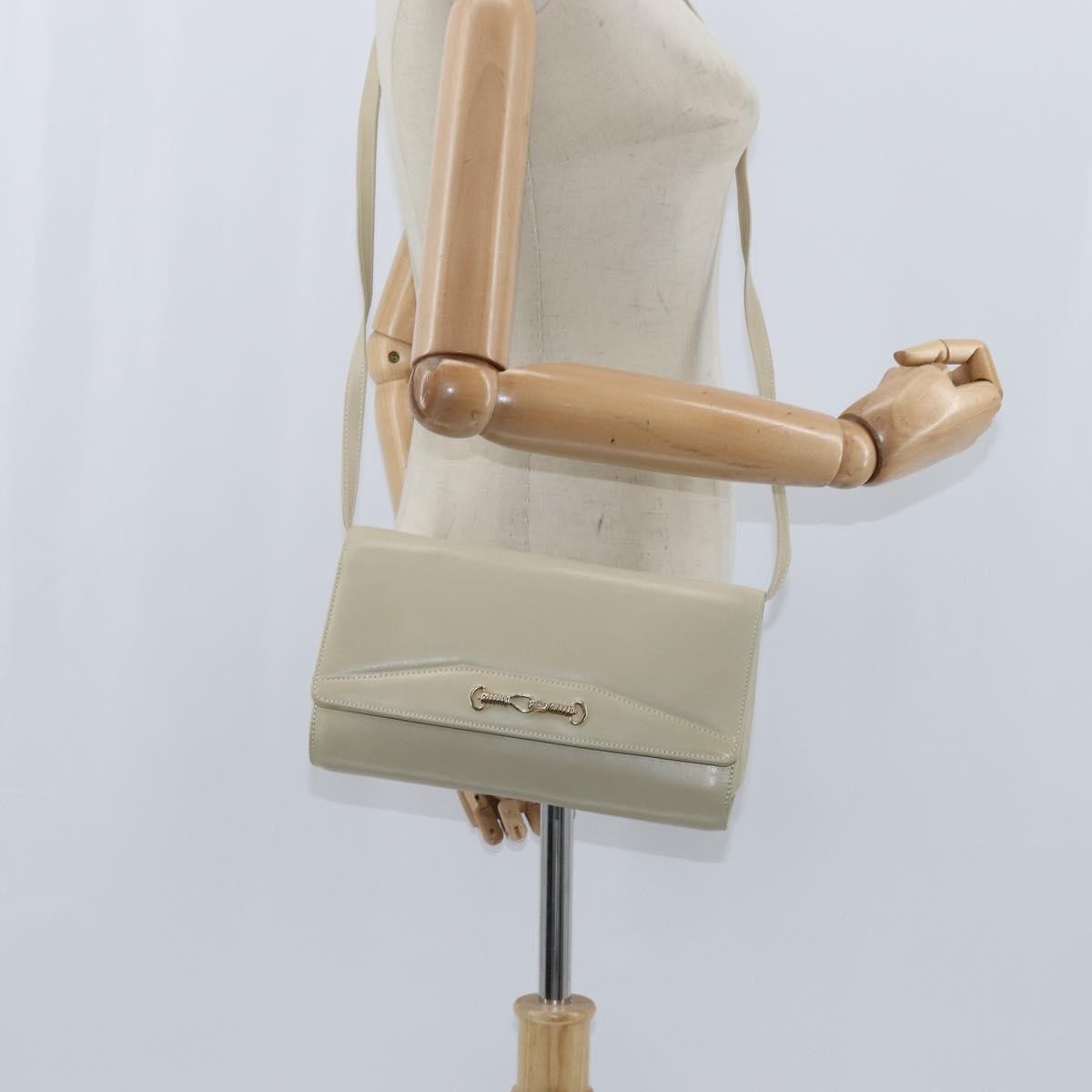 Celine Flap Shoulder Bag Leather Beige Leather Shoulder Bag Bag (Pre-Owned)
