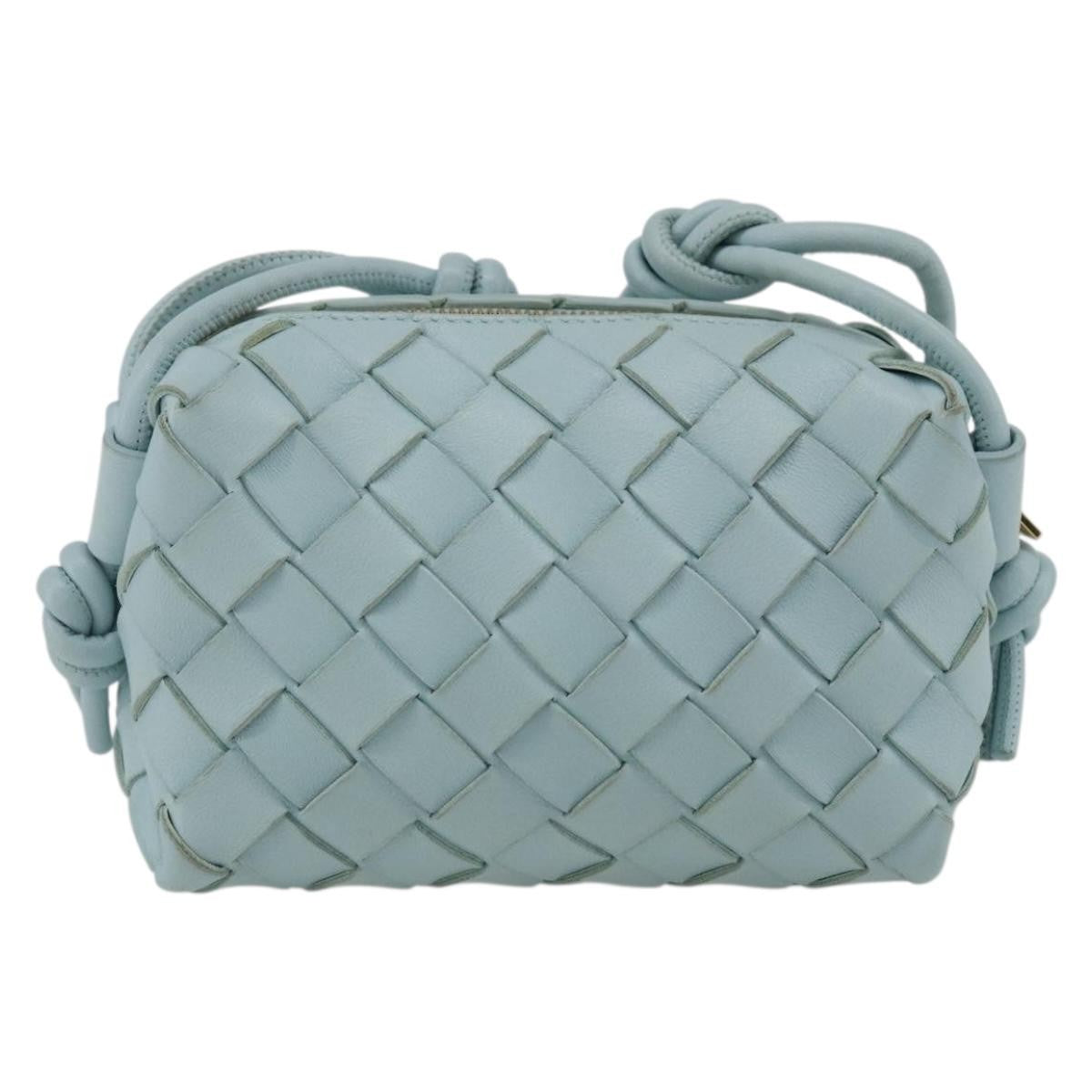Bottega Veneta Loop Crossbody Bag Intrecciato Nappa Blue Leather Shoulder Bag Bag (Pre-Owned)