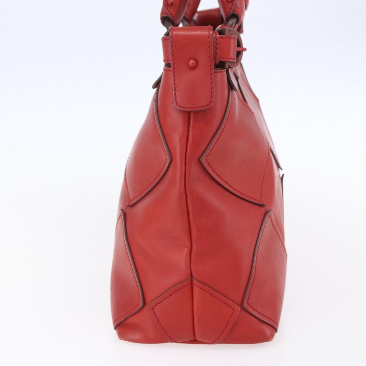 Salvatore Ferragamo Gancini Handbag Leather Red Leather Handbag (Pre-Owned)