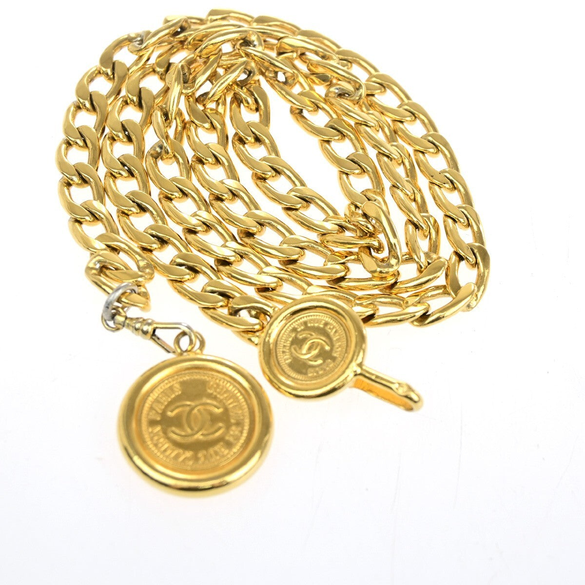 Chanel Vintage Medallion Chain Belt Metal Gold Gold_Plated Belts Accessory (Pre-Owned)