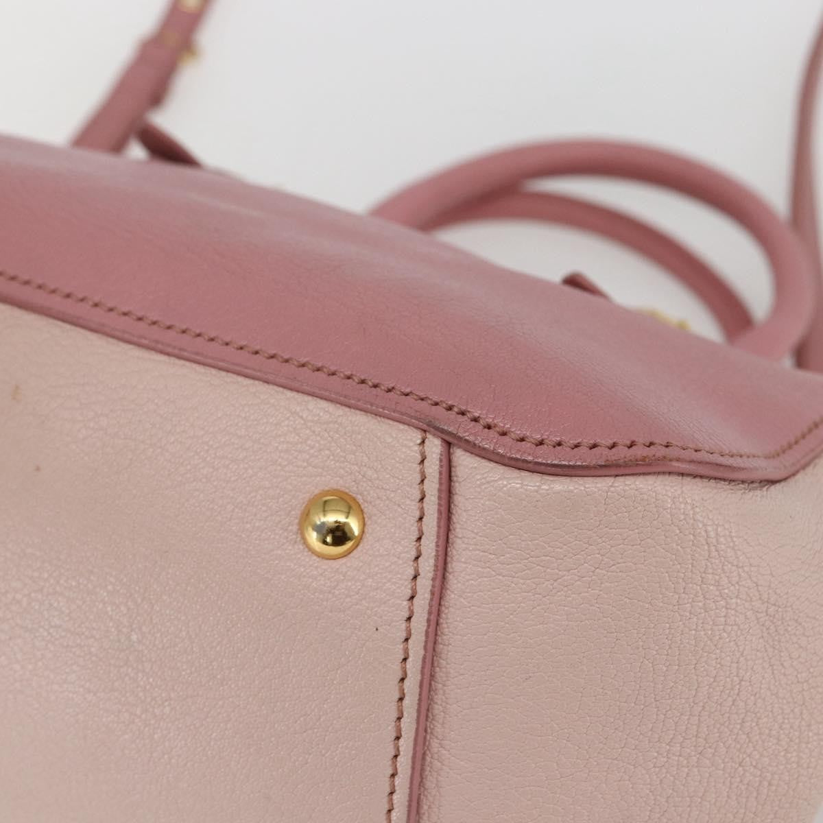 Miu Miu Madras Bowler Bag Leather Pink Leather Handbag (Pre-Owned)