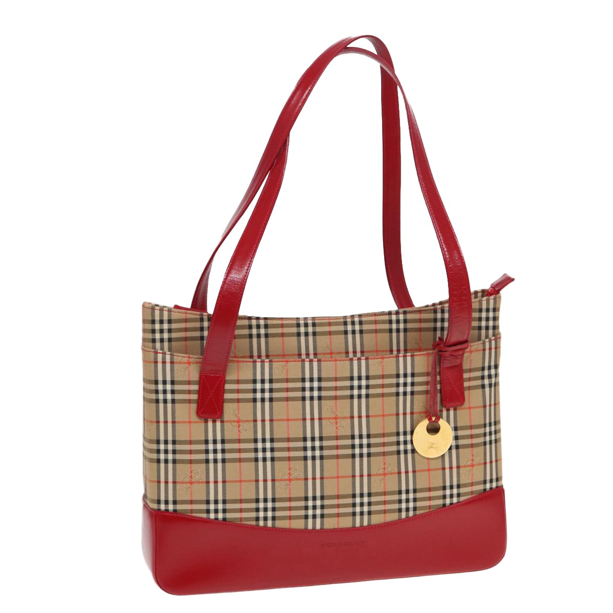 Burberry Nova Check Tote Canvas And Leather Beige Canvas Tote Bag Bag (Pre-Owned)