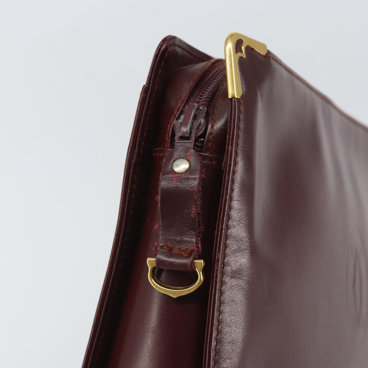 Cartier Must De Cartier Clutch Bag Leather Burgundy Leather Clutche & Pouche Bag (Pre-Owned)