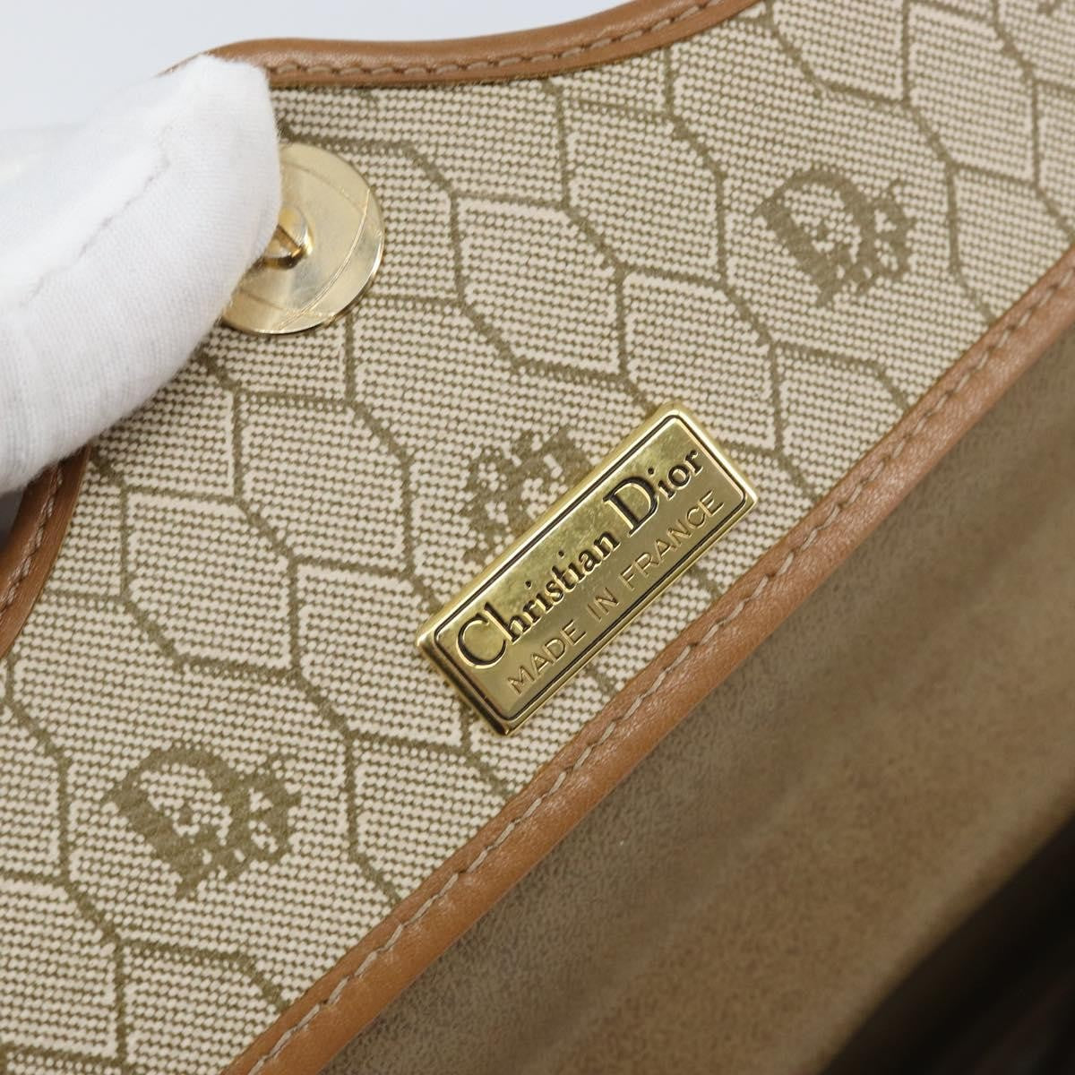 Christian Dior Vintage Honeycomb Shoulder Bag Canvas Beige Canvas Shoulder Bag Bag (Pre-Owned)