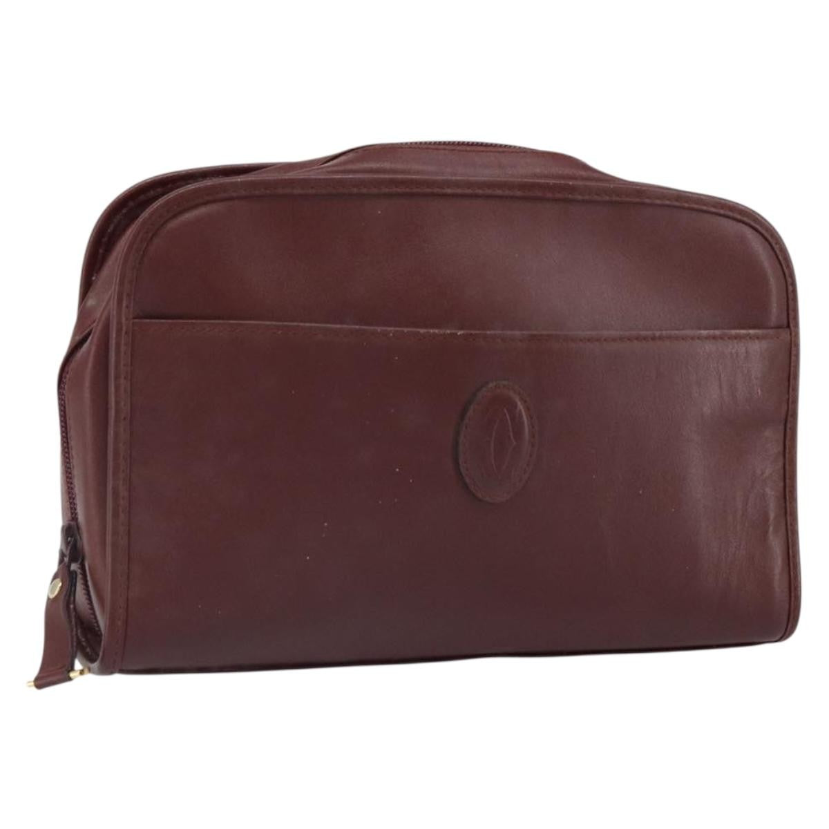 Cartier Must De Cartier Clutch Bag Leather Burgundy Leather Clutche & Pouche Bag (Pre-Owned)