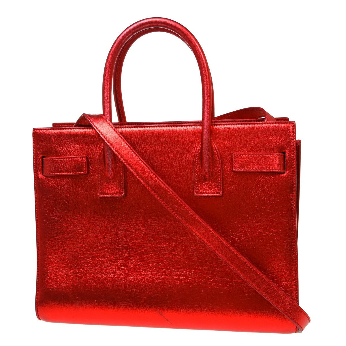 Saint Laurent Sac De Jour Bag Leather Red Leather Handbag (Pre-Owned)