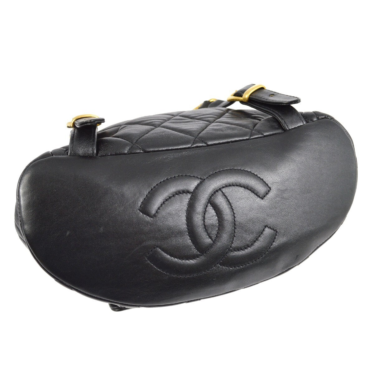 Chanel Duma Drawstring Backpack Quilted Leather Black Leather Backpack Bag (Pre-Owned)