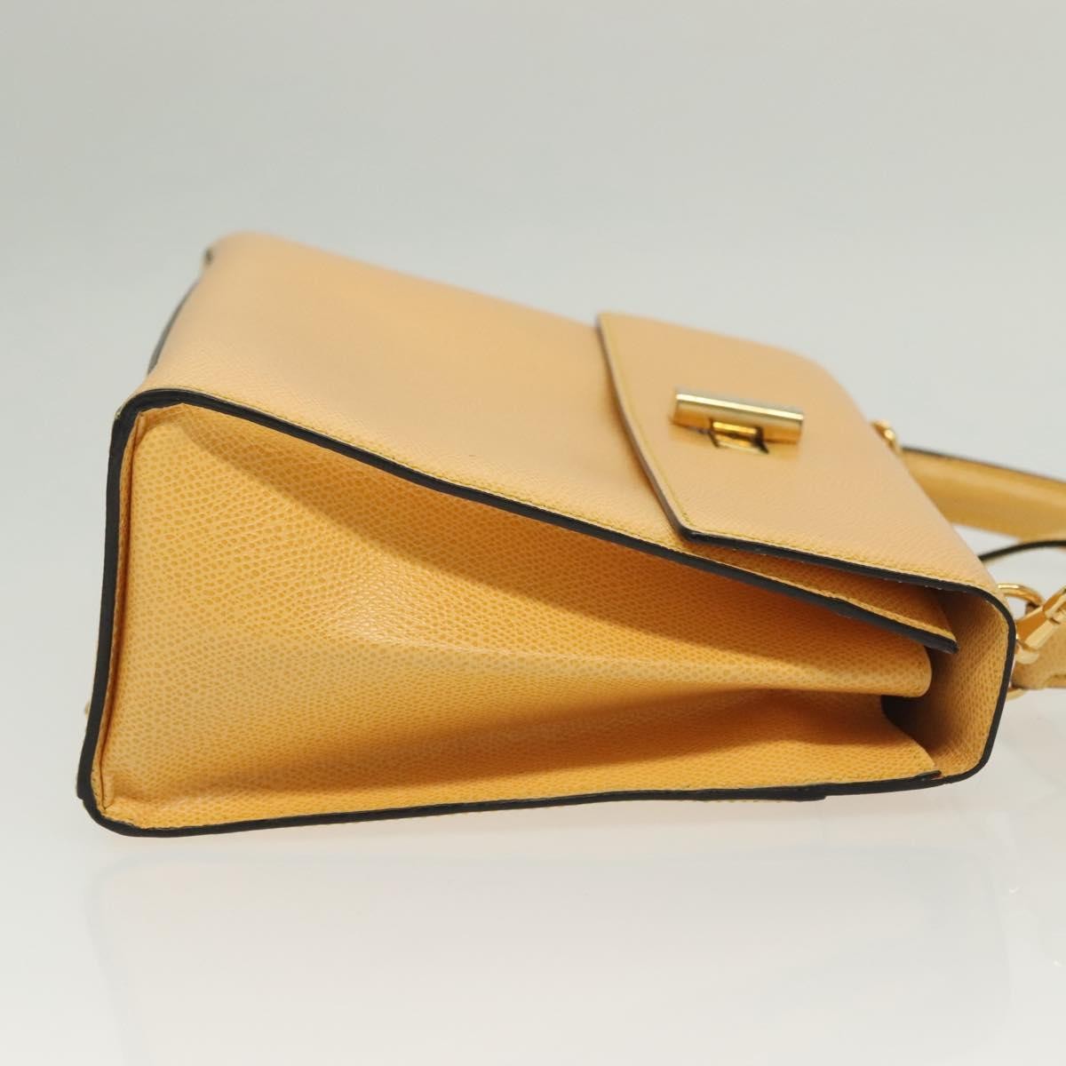 Celine Vintage Convertible Turnlock Top Handle Bag Leather Yellow Leather Bag (Pre-Owned)