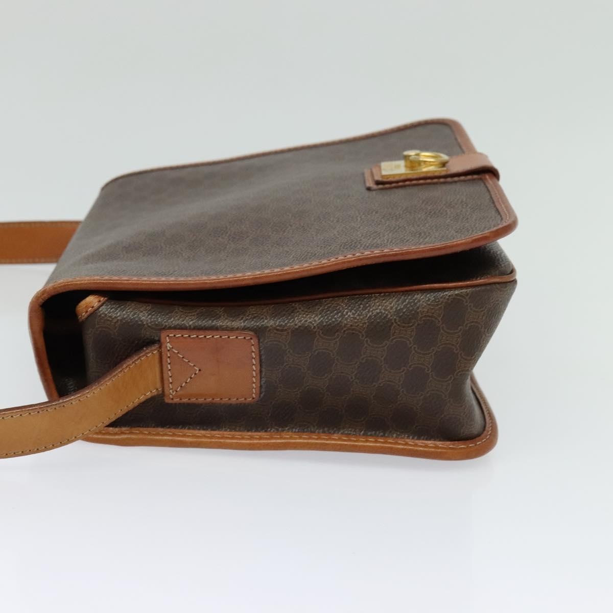 Celine Macadam Shoulder Bag Pvc Leather Brown Canvas Bag (Pre-Owned)