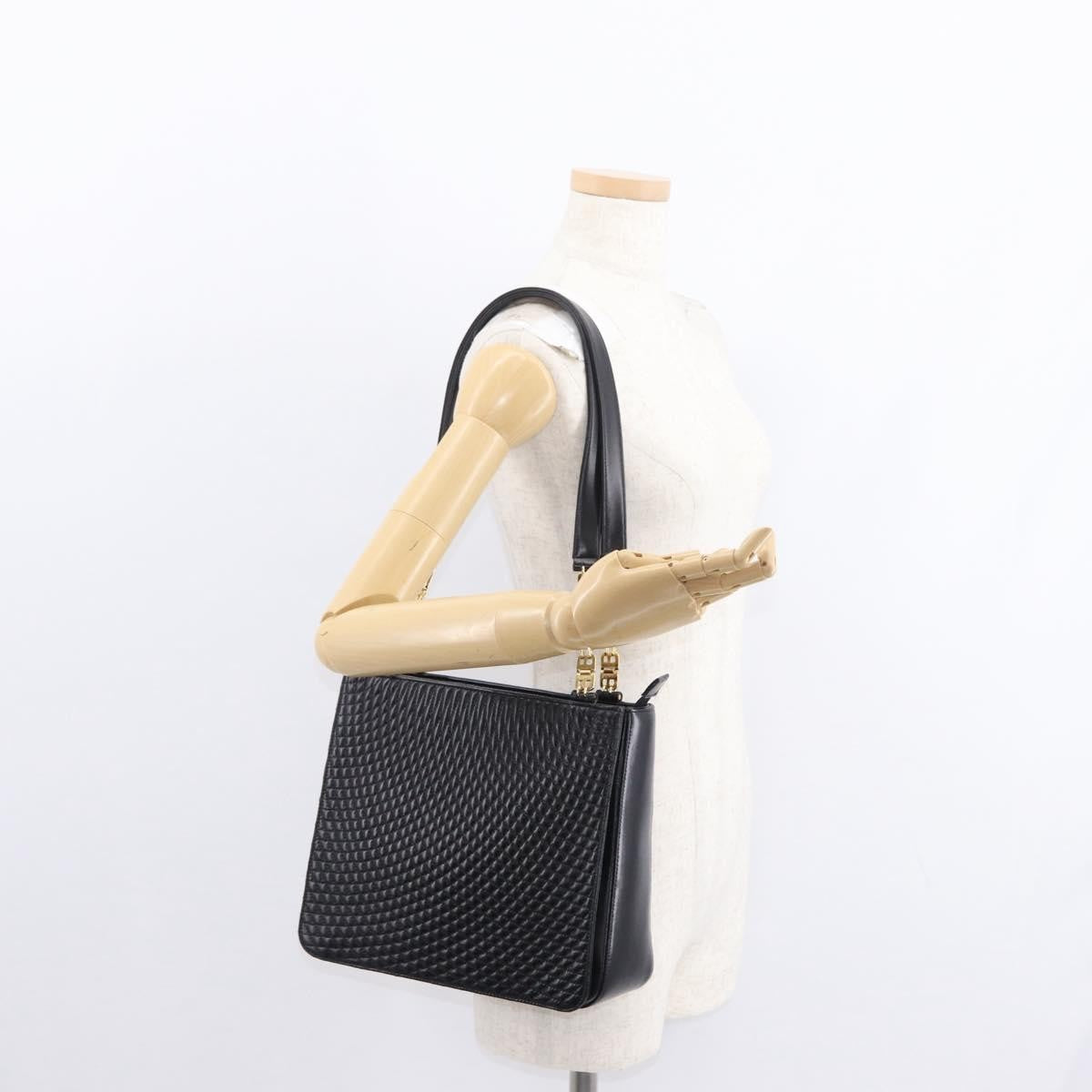 Bally Vintage Shoulder Bag Quilted Leather Black Leather Shoulder Bag Bag (Pre-Owned)