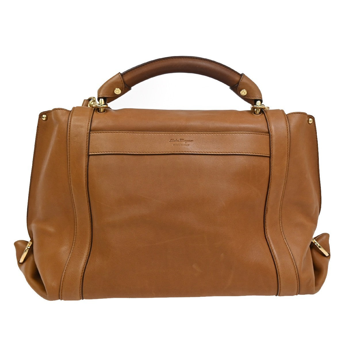 Salvatore Ferragamo Suzanna Satchel Smooth Leather Brown Leather Handbag (Pre-Owned)