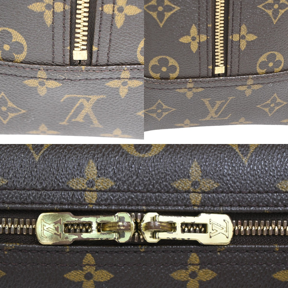 Louis Vuitton Deauville Handbag Monogram Canvas Brown Canvas Handbag (Pre-Owned)