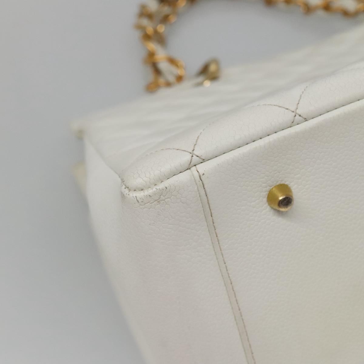 Chanel Vintage Grand Shopping Tote Quilted Caviar White Leather Bag (Pre-Owned)