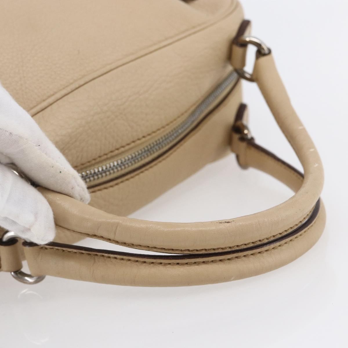 Salvatore Ferragamo Gancini Handbag Leather Beige Leather Shoulder Bag Bag (Pre-Owned)