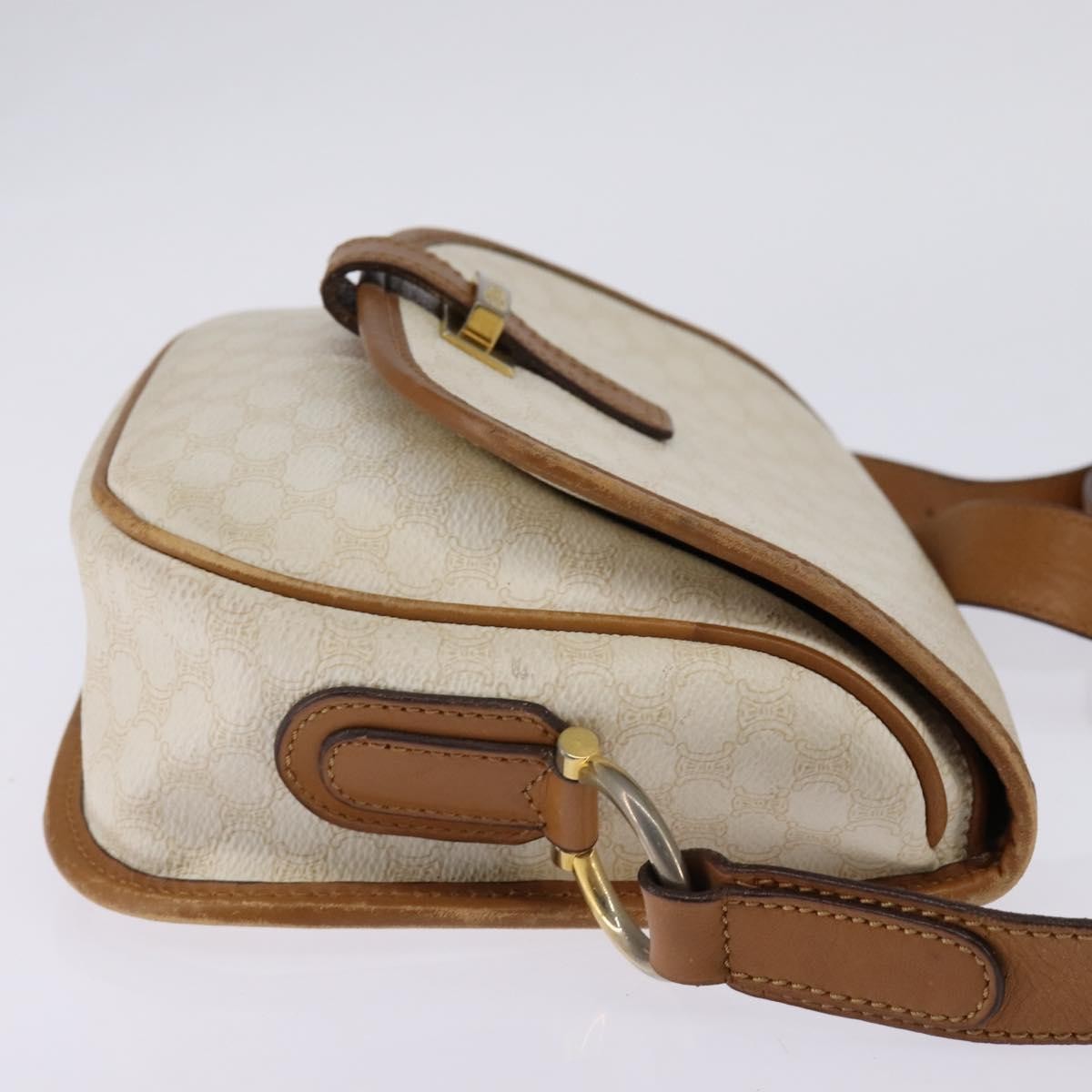 Celine Vintage Macadam Shoulder Bag Canvas And Leather Ecru Canvas Shoulder Bag Bag (Pre-Owned)