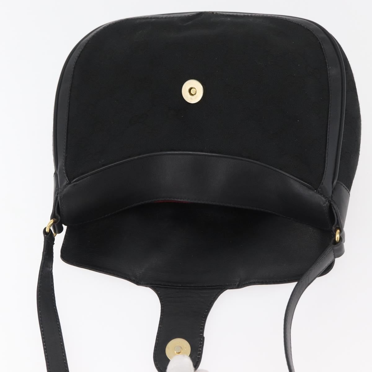 Gucci Sherry Line Shoulder Bag Canvas Black Canvas Shoulder Bag Bag (Pre-Owned)