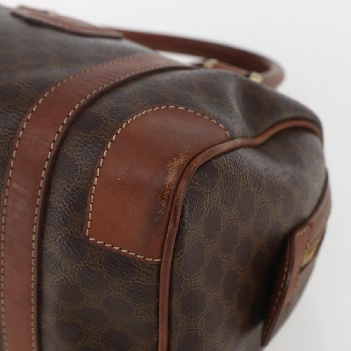 Celine Vintage Macadam Handbag Canvas And Leather Brown Canvas Shoulder Bag Bag (Pre-Owned)