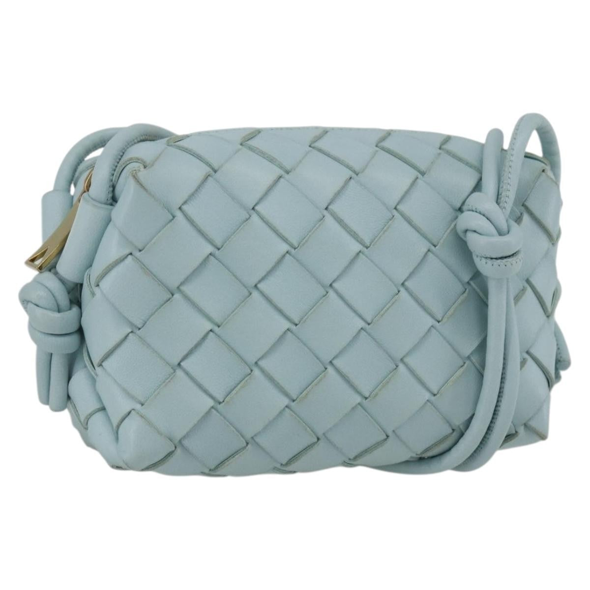Bottega Veneta Loop Crossbody Bag Intrecciato Nappa Blue Leather Shoulder Bag Bag (Pre-Owned)